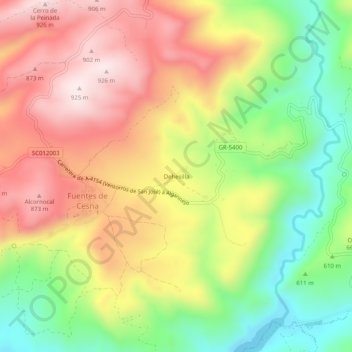 Carte topographique Dehesilla, altitude, relief