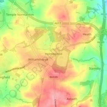 Carte topographique Holmewood, altitude, relief
