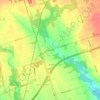 Carte topographique Green River, altitude, relief