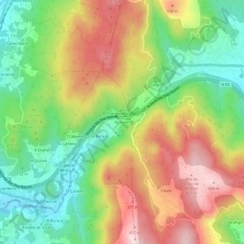 Carte topographique As Laxes, altitude, relief