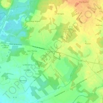 Carte topographique Chez Barras, altitude, relief
