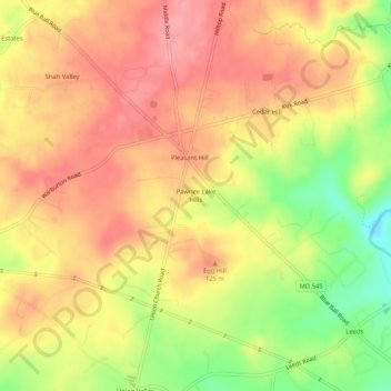 Carte topographique Pawnee Lake Hills, altitude, relief