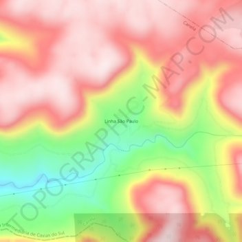 Carte topographique Linha São Paulo, altitude, relief