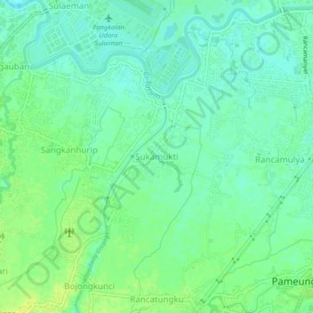Carte topographique Sukamukti, altitude, relief