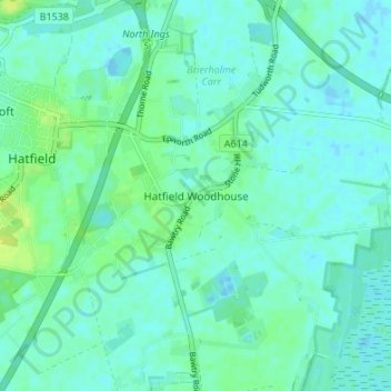 Carte topographique Hatfield Woodhouse, altitude, relief