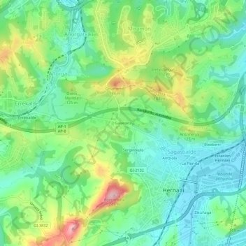 Carte topographique Galarreta, altitude, relief