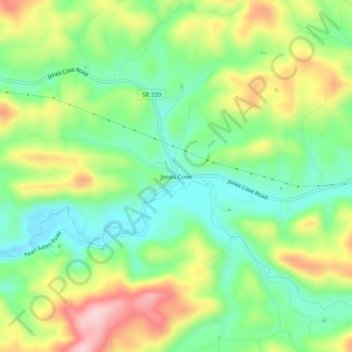 Carte topographique Jones Cove, altitude, relief