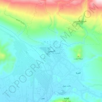 Carte topographique Al Hamra, altitude, relief
