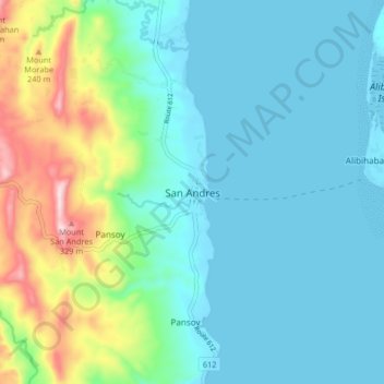 Carte topographique San Andres, altitude, relief