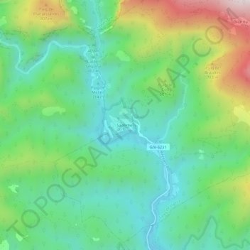 Carte topographique Sadernes, altitude, relief