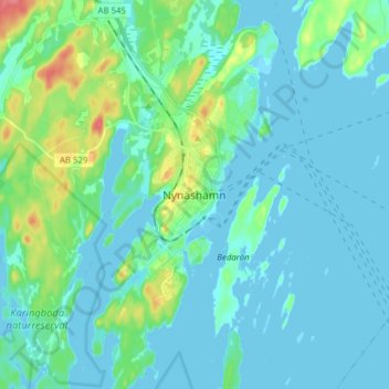 Carte topographique Nynäshamn, altitude, relief