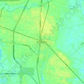 Carte topographique Đông Anh, altitude, relief