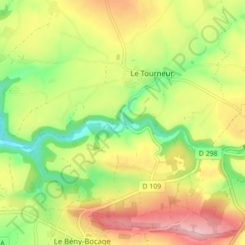 Carte topographique Le Moulin Pinel, altitude, relief