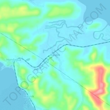 Carte topographique Kinalin, altitude, relief