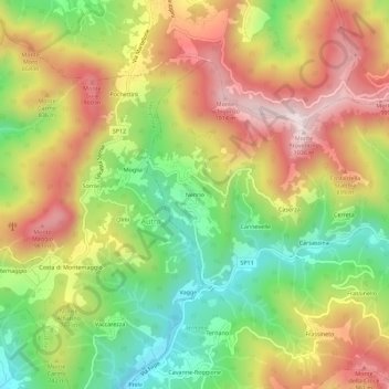 Carte topographique Nenno, altitude, relief