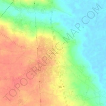 Carte topographique Zinvié, altitude, relief
