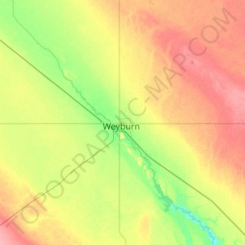 Carte topographique Weyburn, altitude, relief