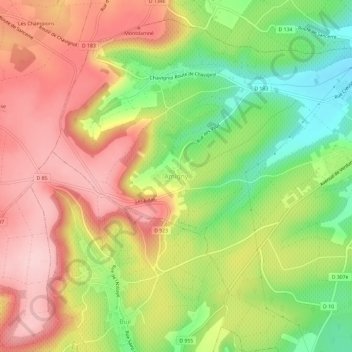 Carte topographique Amigny, altitude, relief
