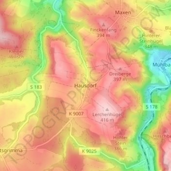 Carte topographique Hausdorf, altitude, relief