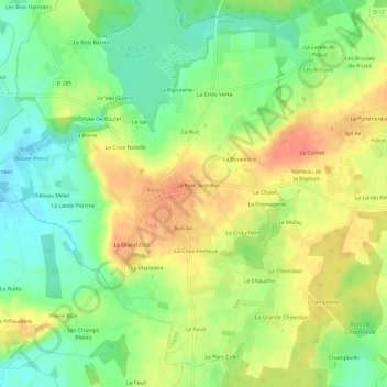 Carte topographique L'Ardrier, altitude, relief