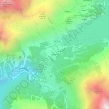 Carte topographique La Motta, altitude, relief