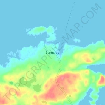 Carte topographique Burnside, altitude, relief