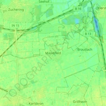 Carte topographique Mändlfeld, altitude, relief