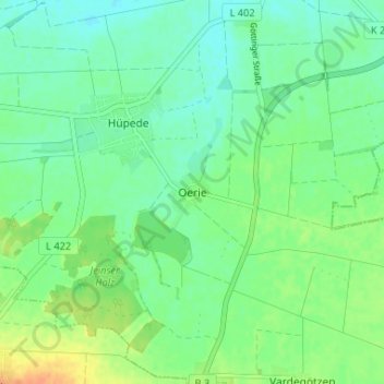 Carte topographique Oerie, altitude, relief