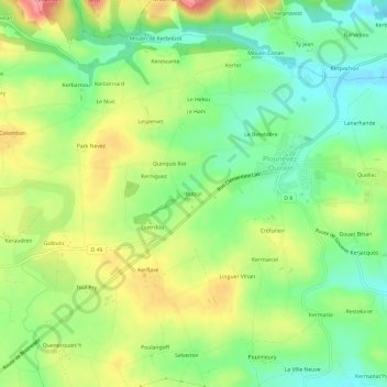 Carte topographique Botcol, altitude, relief