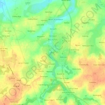 Carte topographique Bel Air, altitude, relief