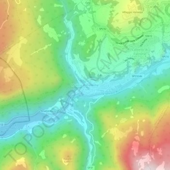 Carte topographique Molina di Fiemme, altitude, relief