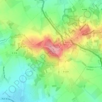 Carte topographique Mont Noir, altitude, relief