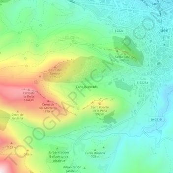 Carte topographique Caño Quebrado, altitude, relief