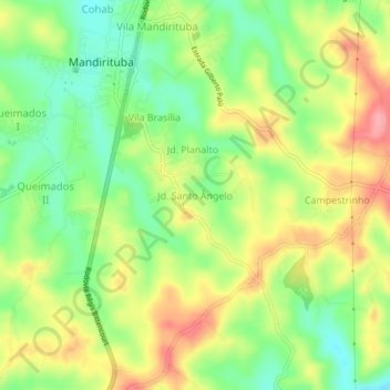 Carte topographique Jd. Santo Ângelo, altitude, relief
