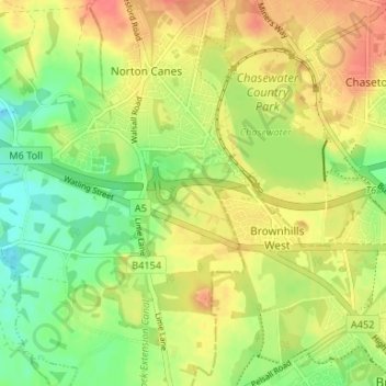 Carte topographique Common Side, altitude, relief