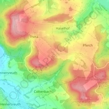 Carte topographique Hochtheta, altitude, relief