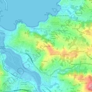 Carte topographique A Choupana, altitude, relief