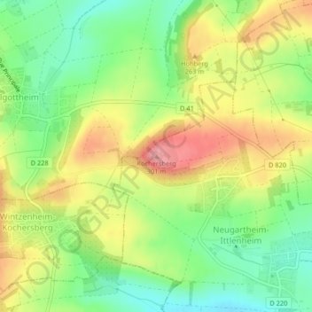 Carte topographique Kochersberg, altitude, relief