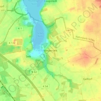 Carte topographique Niederselk, altitude, relief