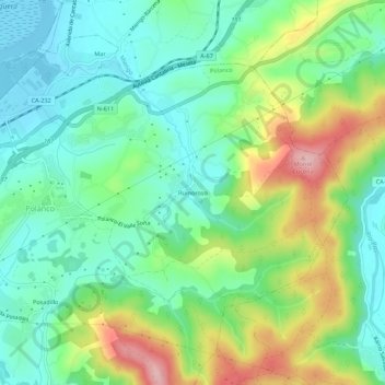 Carte topographique Rumoroso, altitude, relief