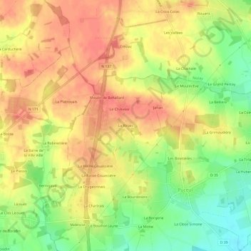 Carte topographique La Rinais, altitude, relief