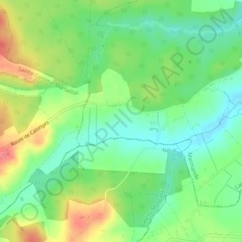Carte topographique Berdery, altitude, relief