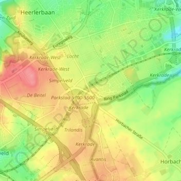 Carte topographique Locht, altitude, relief