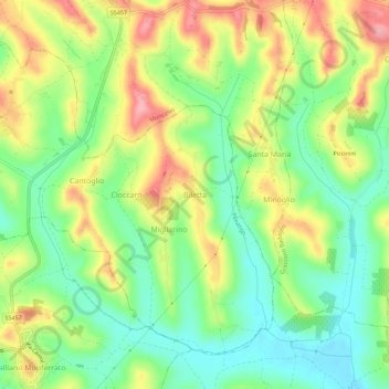 Carte topographique Biletta, altitude, relief