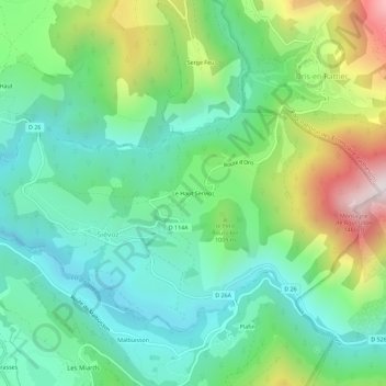 Carte topographique Le Haut Servioz, altitude, relief