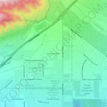 Carte topographique Sierra Heights, altitude, relief
