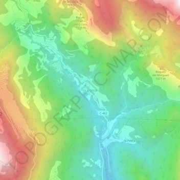 Carte topographique la Coma, altitude, relief