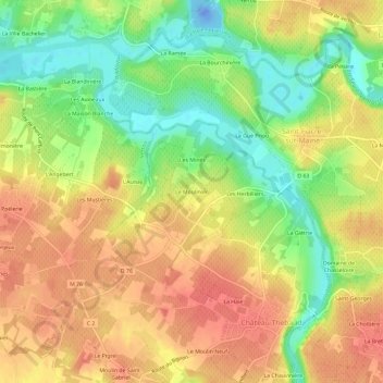 Carte topographique Le Moulinier, altitude, relief