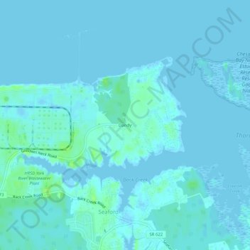 Carte topographique Dandy, altitude, relief