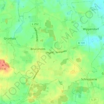 Carte topographique Ulegraff, altitude, relief